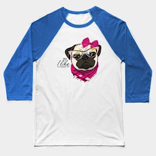 Dog with bow, glasses and scarf Baseball T-Shirt